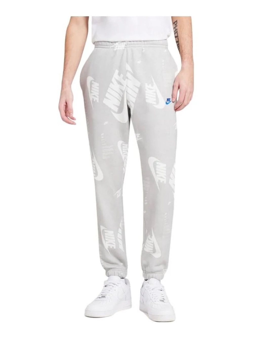 Nike Light Gray All-Over Logo Joggers